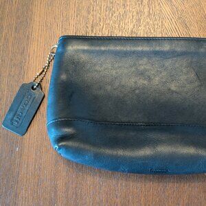 Vintage Coach Black Leather Cosmetic Pouch Case